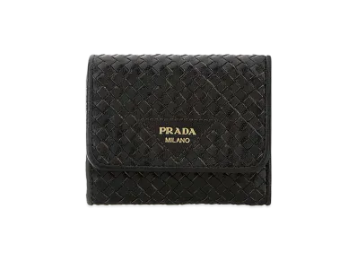 PRADA Wonen's Leather Wallet "Black"