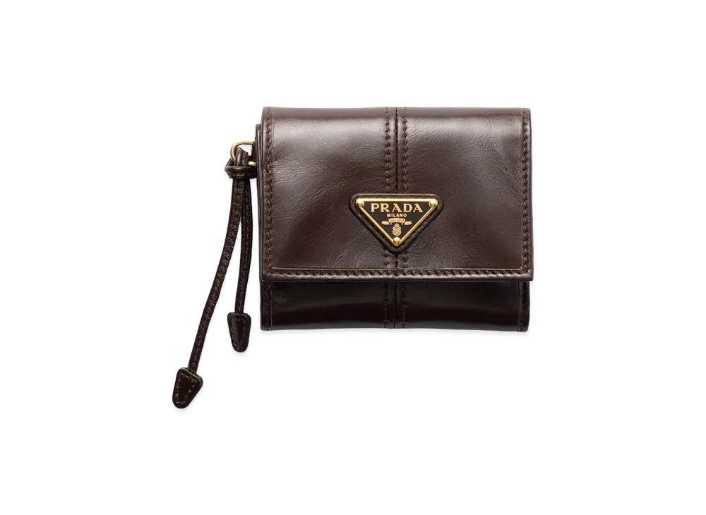 PRADA Soft Lux Leather Wallet "Dark Brown"