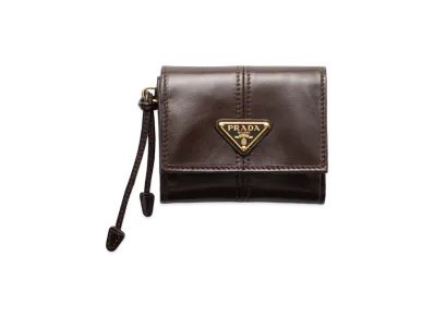 PRADA Soft Lux Leather Wallet "Dark Brown"
