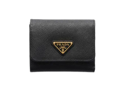 PRADA Saffiano Leather Wallet "Black"