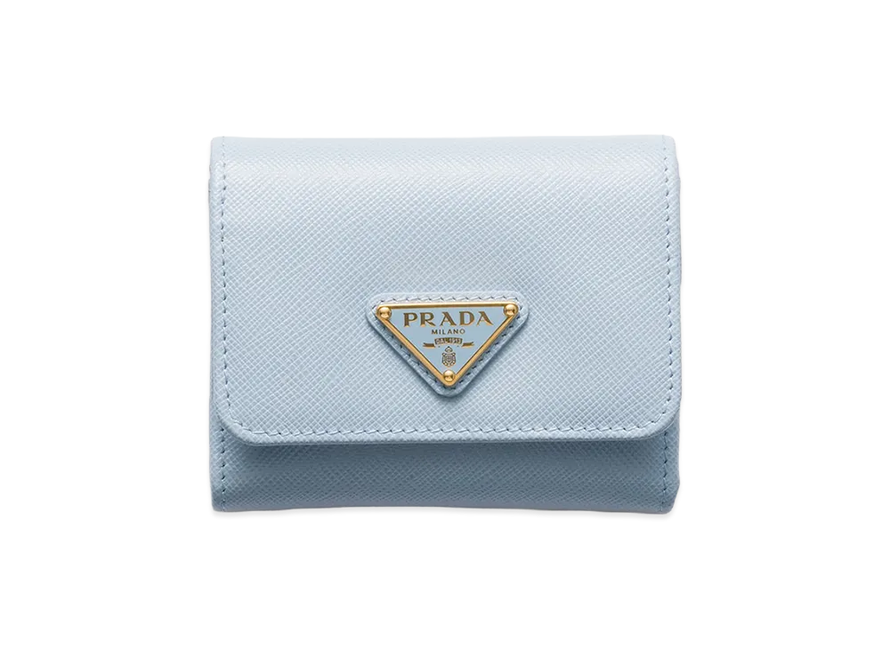 PRADA Saffiano Leather Wallet "Light Blue"