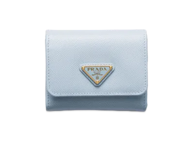 PRADA Saffiano Leather Wallet "Light Blue"