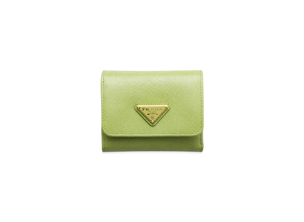 PRADA Small Saffiano Leather Wallet "Light Green"