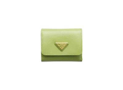 PRADA Small Saffiano Leather Wallet "Light Green"