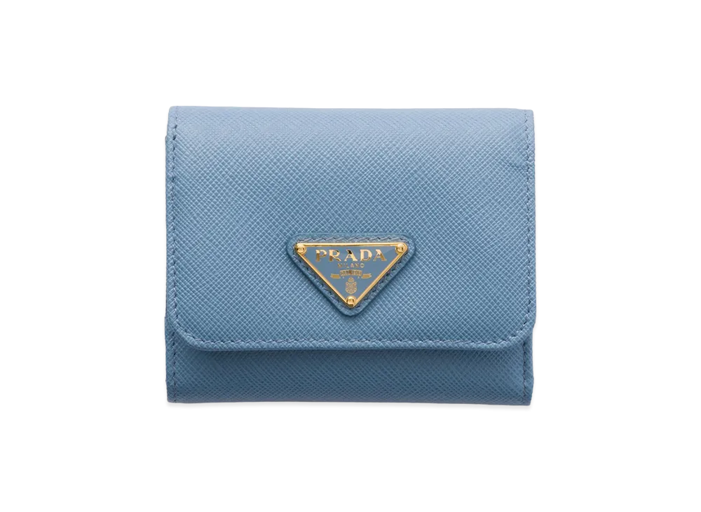 PRADA Saffiano Triangle Wallet "Astral Blue"