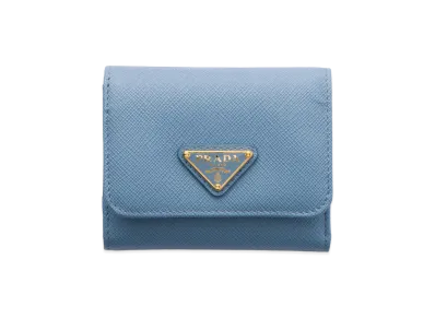 PRADA Saffiano Triangle Wallet "Astral Blue"