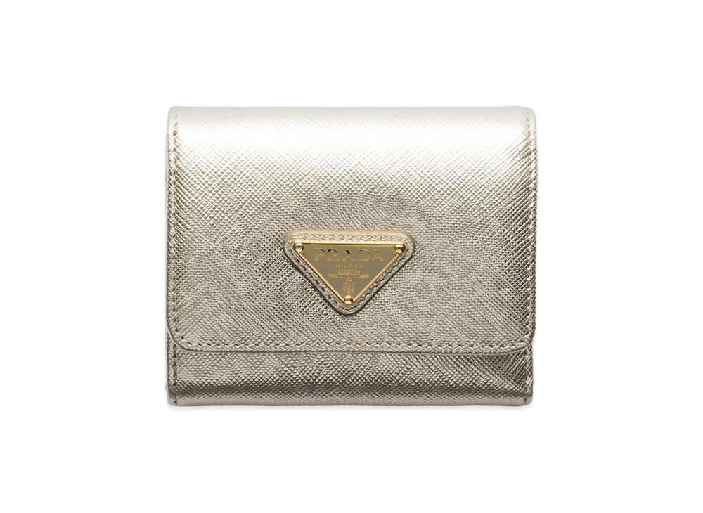 PRADA Saffiano Triangle Wallet "Pyrite"