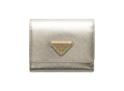 PRADA Saffiano Triangle Wallet "Pyrite"