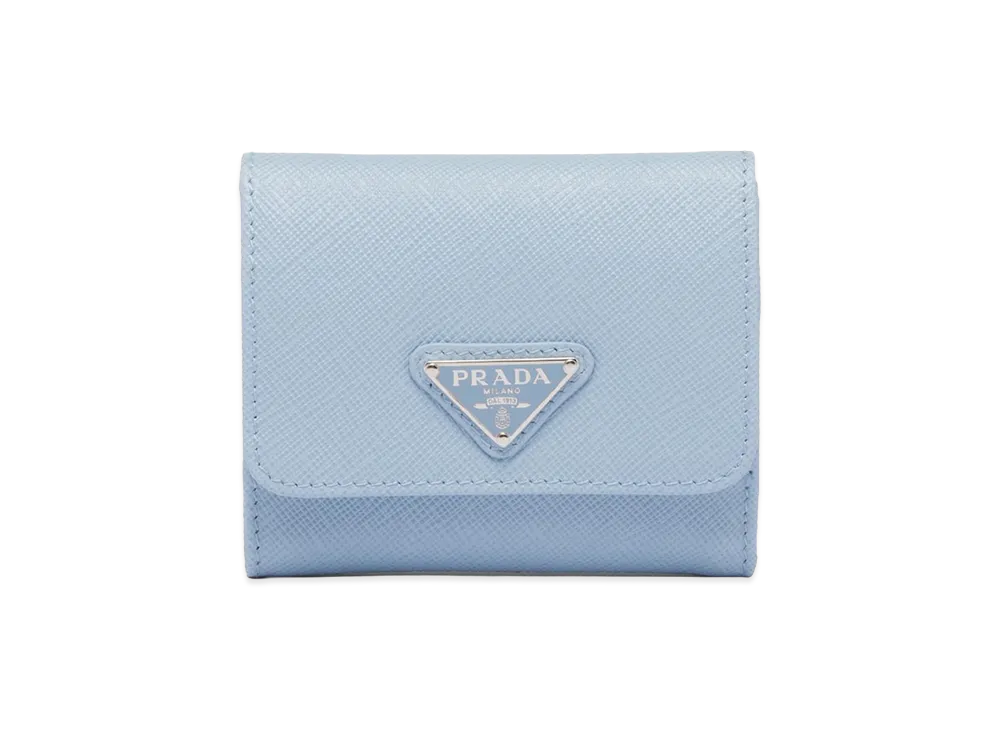 PRADA Saffiano Triangle Wallet "Pale Blue"