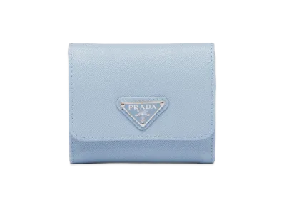 PRADA Saffiano Triangle Wallet "Pale Blue"