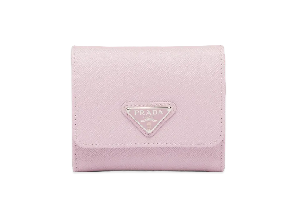 PRADA Saffiano Triangle Wallet "Alabaster"