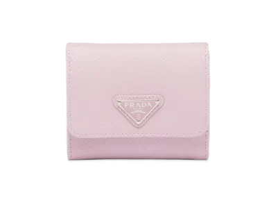 PRADA Saffiano Triangle Wallet "Alabaster"