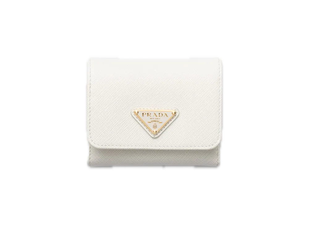 PRADA Saffiano Triangle Wallet "White"
