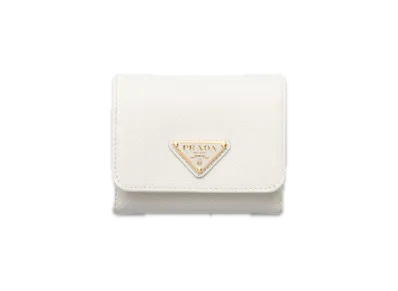 PRADA Saffiano Triangle Wallet "White"