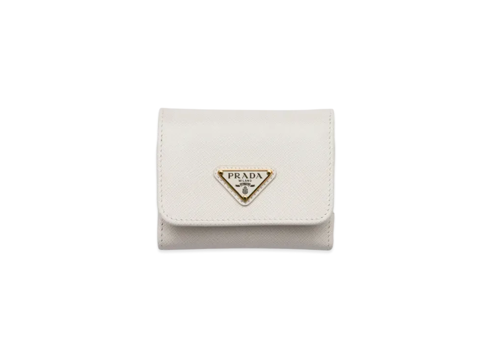 PRADA Small Saffiano Leather Wallet "Off White"