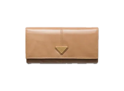 PRADA Soft Lux Leather Wallet "Cameo Beige"