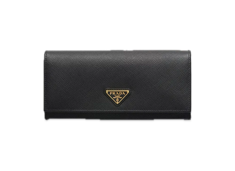 プラダ サフィアーノトライアングル 長財布 "ブラック" 1MH132_QHH_F0002