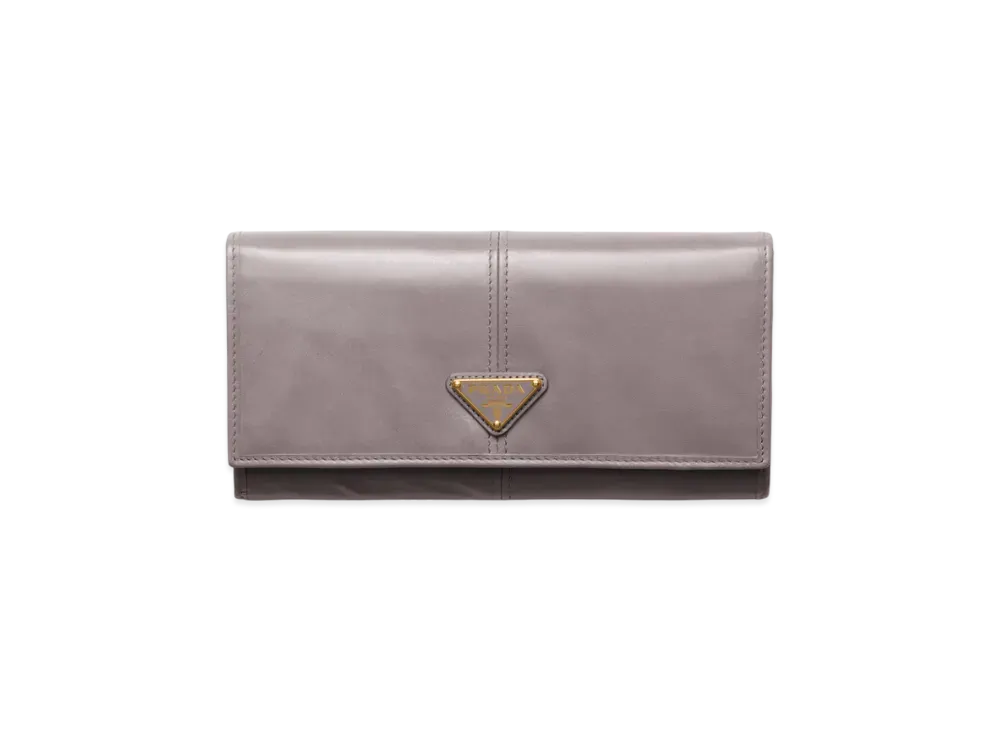 PRADA Large Leather Wallet "Gray"