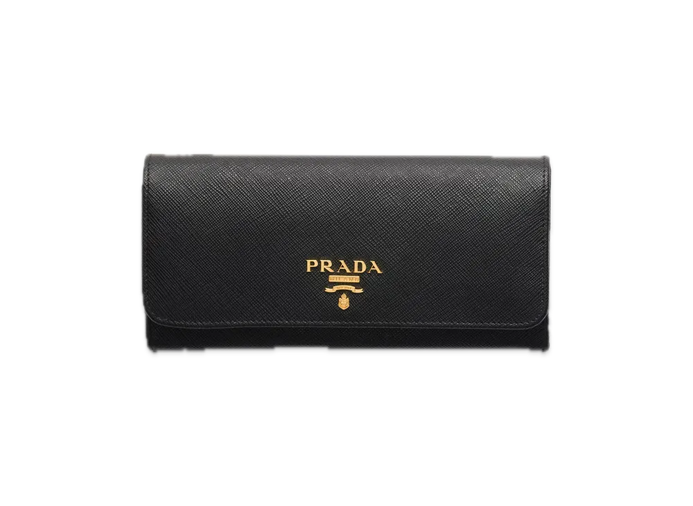 PRADA Saffiano Multicolor Long Wallet "Black/Pink"