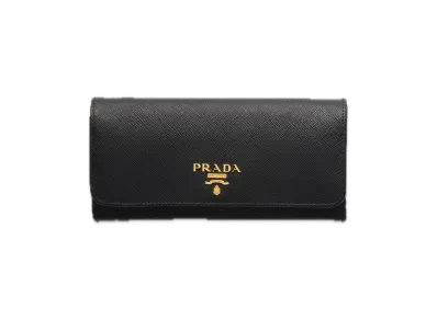 PRADA Saffiano Multicolor Long Wallet "Black/Pink"