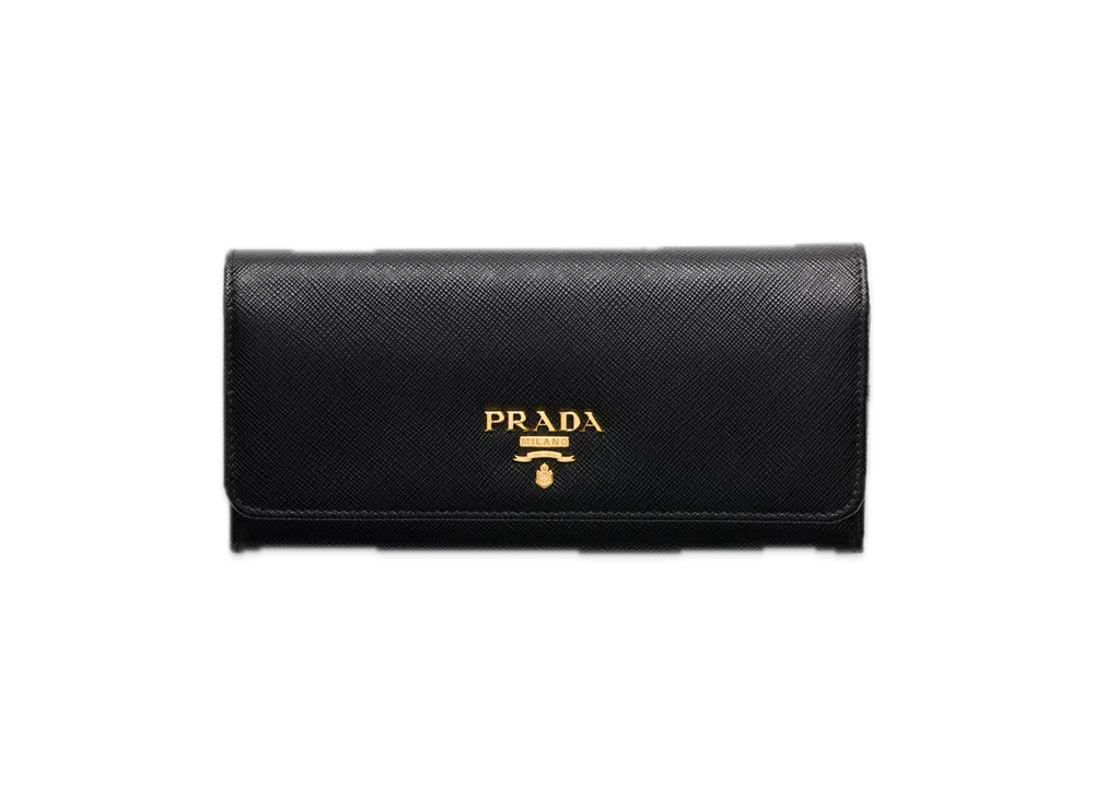 PRADA Saffiano Multicolor Long Wallet "Black/Pale Pink"