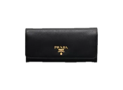 PRADA Saffiano Multicolor Long Wallet "Black/Pale Pink"