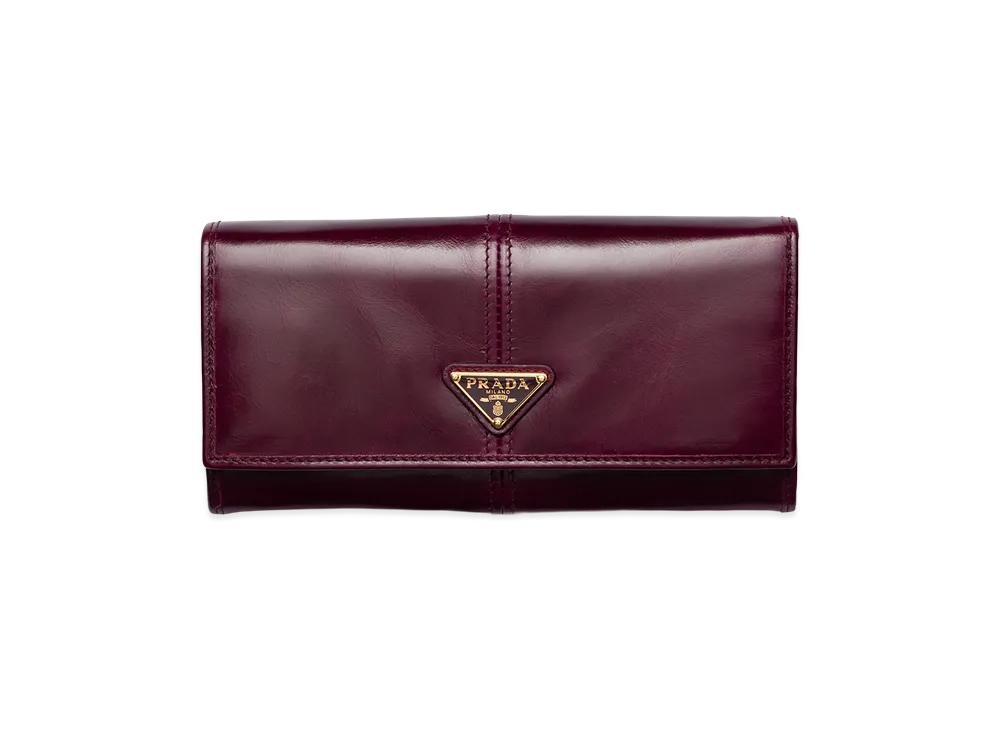 PRADA Soft Lux Leather Wallet "Burgundy"