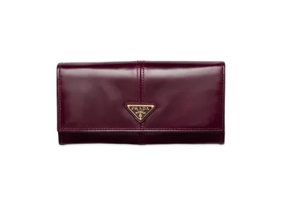 PRADA Soft Lux Leather Wallet "Burgundy"