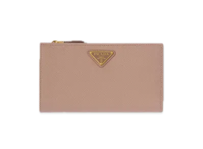PRADA Saffiano Triangle Wallet "Pink Beige"