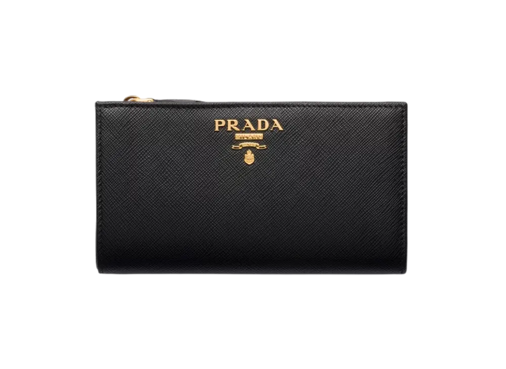 PRADA Saffiano Multicolor Wallet "Black/Pink"