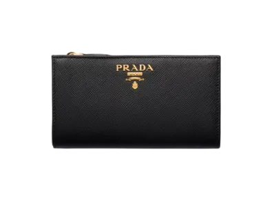 PRADA Saffiano Multicolor Wallet "Black/Pink"