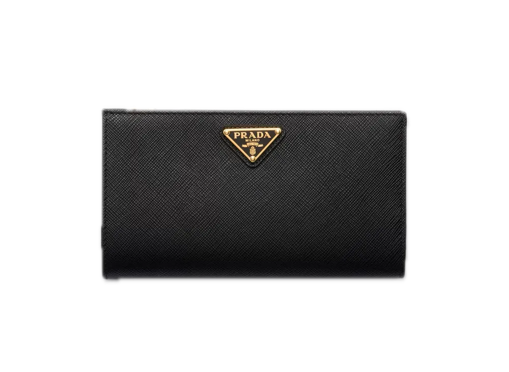PRADA Saffiano Triangle Wallet "Black"