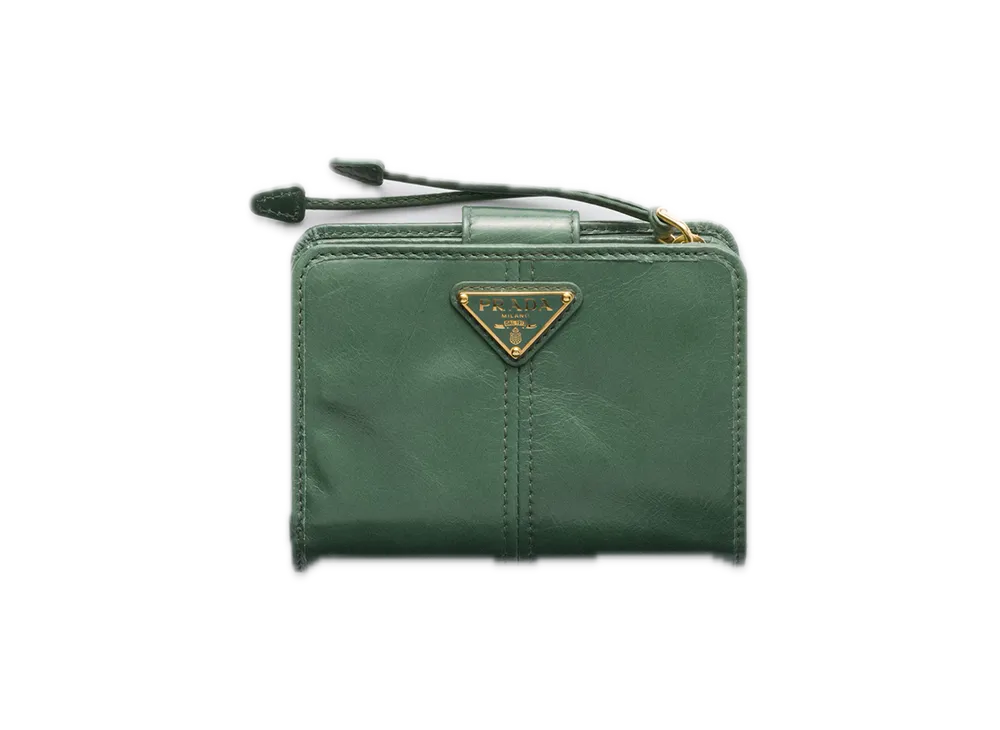 PRADA Soft Lux Leather Wallet "Salvia Green"