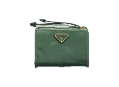 PRADA Soft Lux Leather Wallet "Salvia Green"