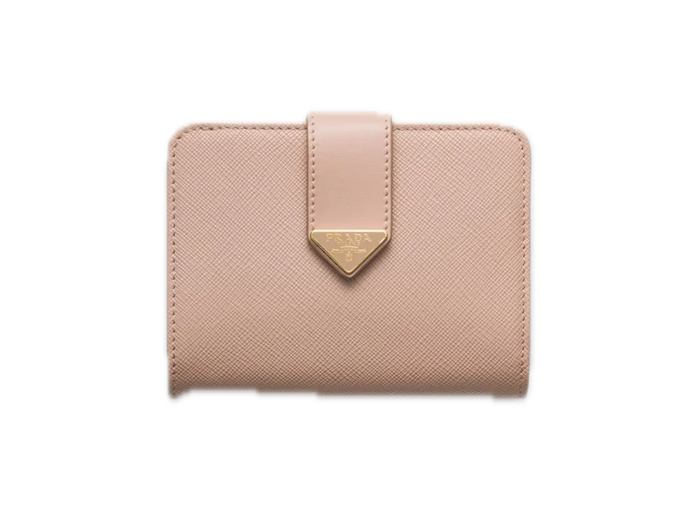 PRADA Saffiano Tab Wallet "Pink Beige"