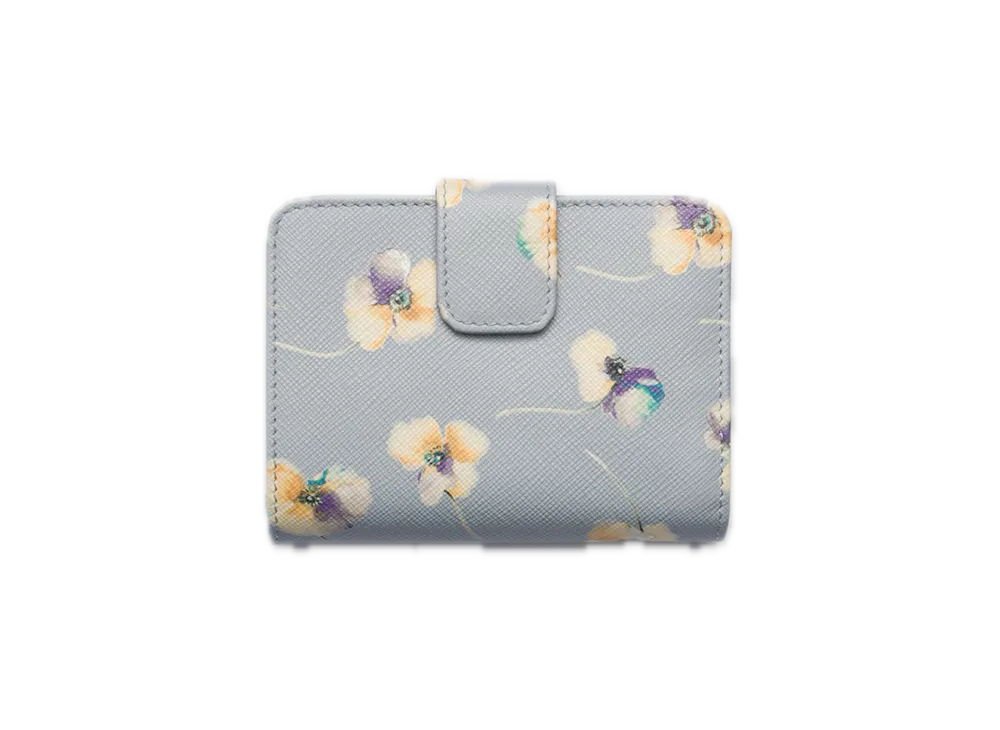 PRADA Printed Saffiano Leather Wallet "Pearl Gray"