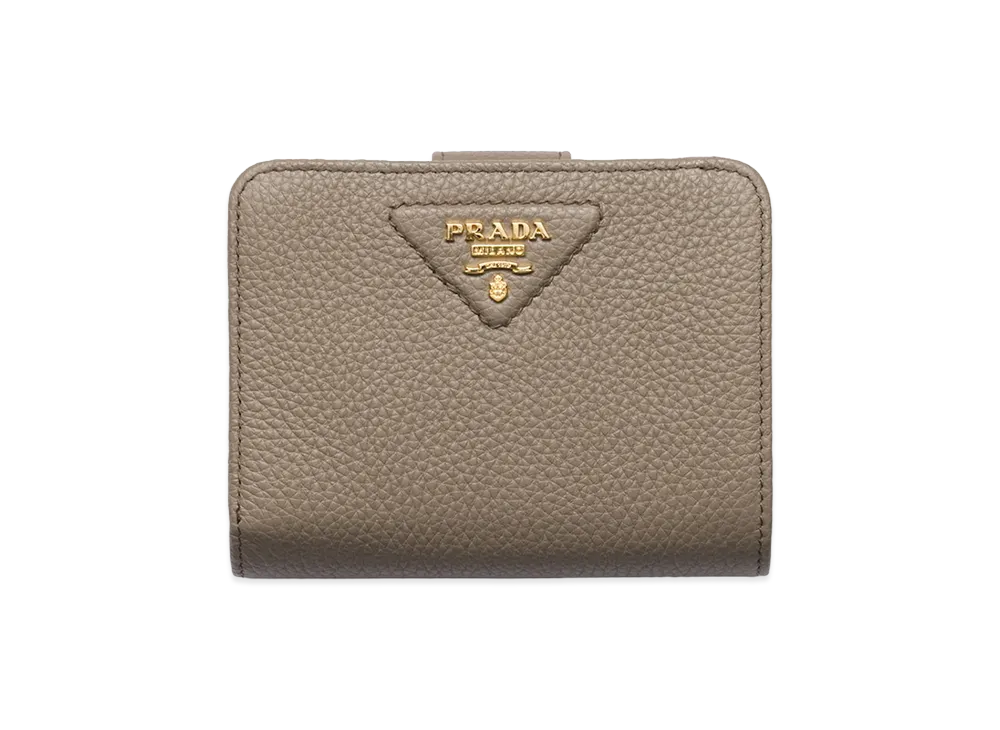 PRADA Vitello Daino Leather Wallet "Clay Grey"