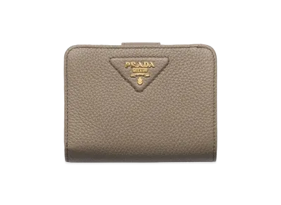 PRADA Vitello Daino Leather Wallet "Clay Grey"