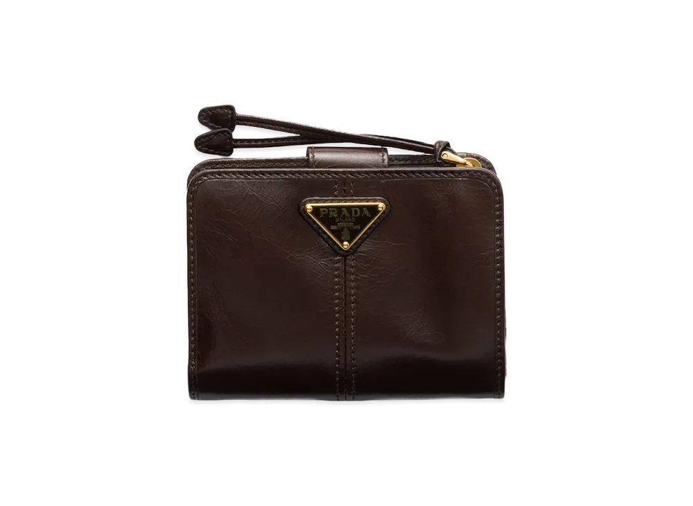 PRADA Soft Lux Leather Wallet "Dark Brown"