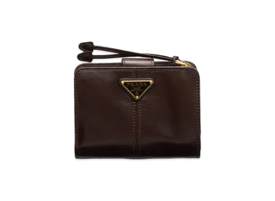 PRADA Soft Lux Leather Wallet "Dark Brown"