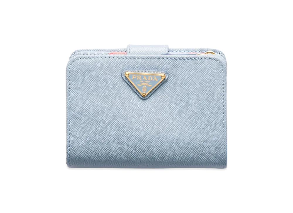 PRADA Saffiano Leather Wallet "Light Blue"