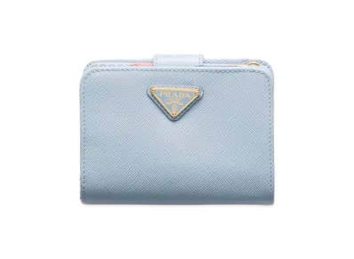 PRADA Saffiano Leather Wallet "Light Blue"