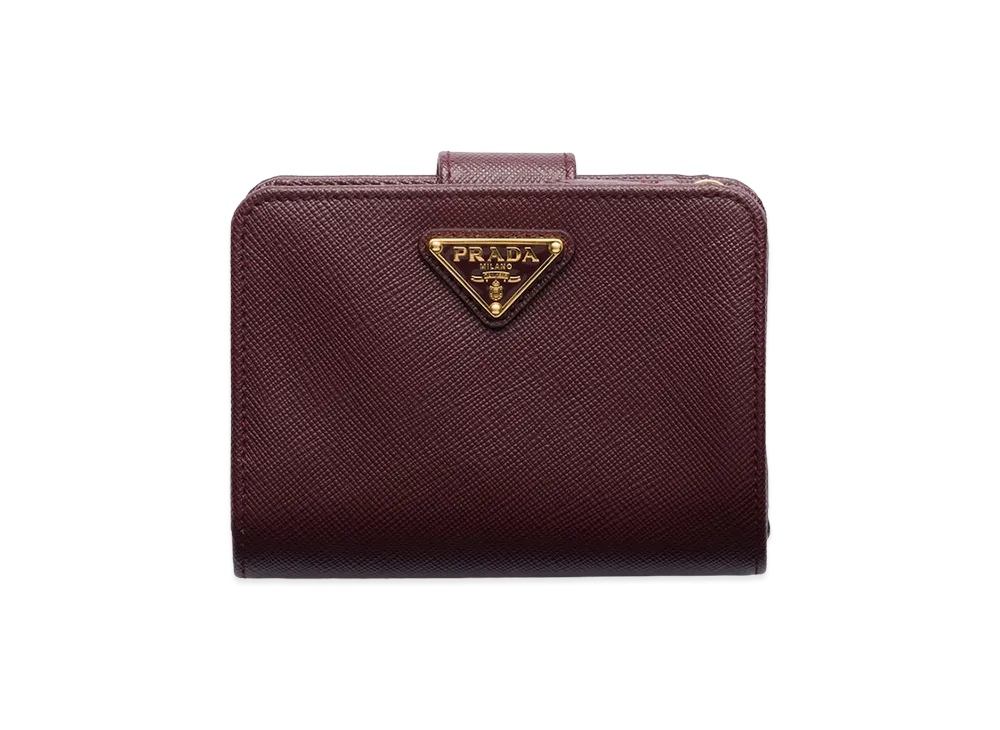 PRADA Saffiano Triangle Wallet "Burgundy"