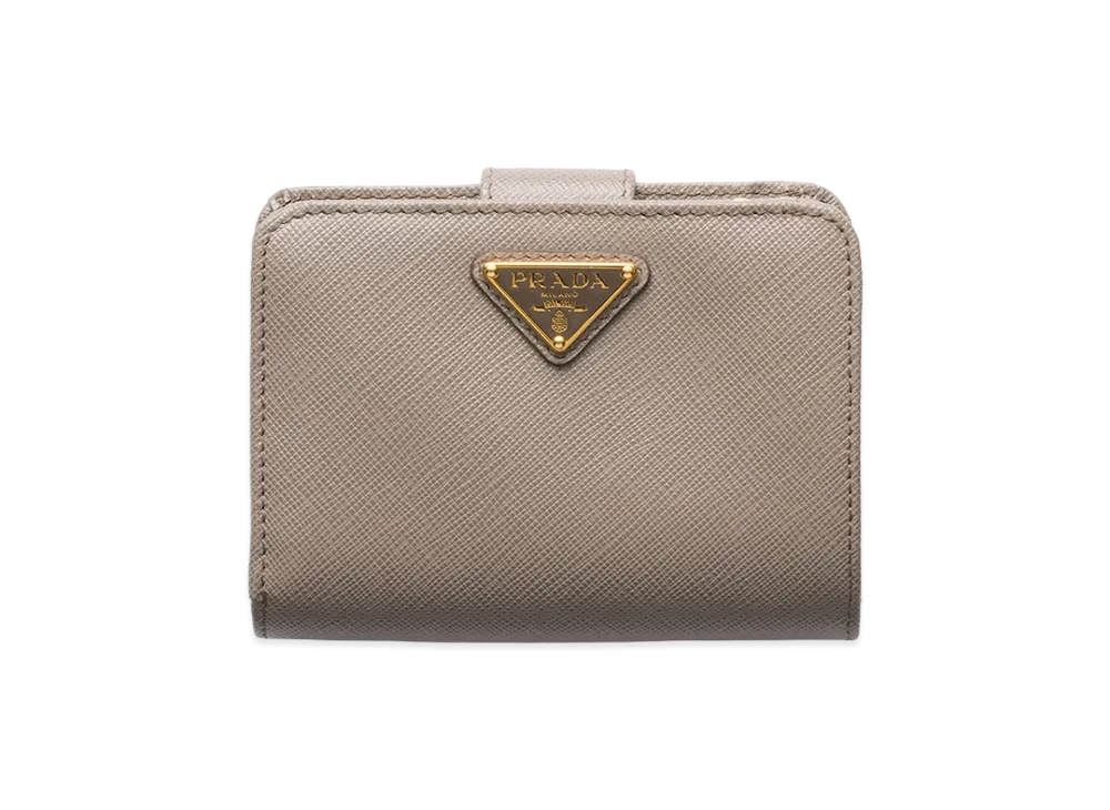 PRADA Saffiano Triangle Wallet "Clay Grey"