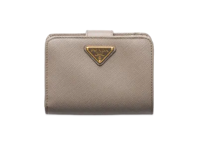 PRADA Saffiano Triangle Wallet "Clay Grey"