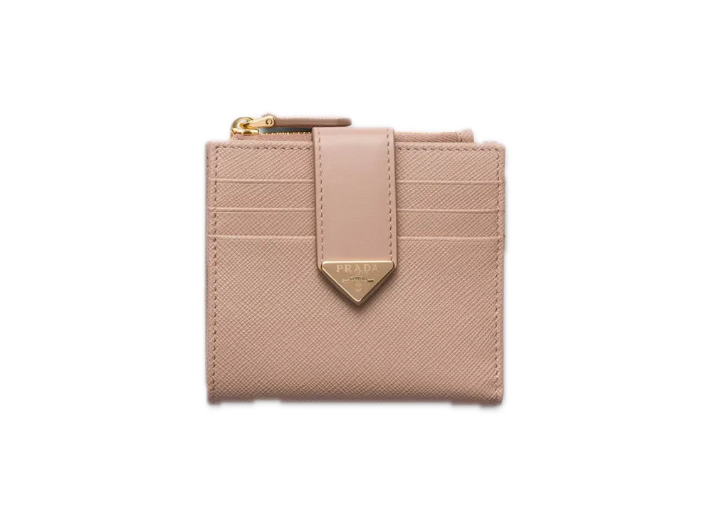 PRADA Saffiano Tab Bifold Wallet "Pink Beige"