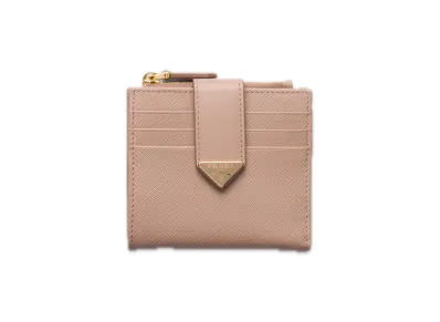 PRADA Saffiano Tab Bifold Wallet "Pink Beige"