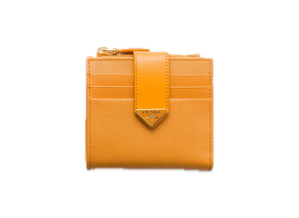 PRADA Saffiano Tab Bifold Wallet "Mustard Yellow"