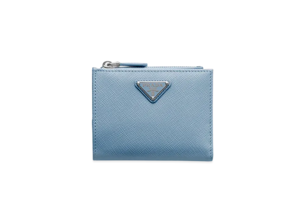 PRADA Small Saffiano Leather Wallet "Light Blue"