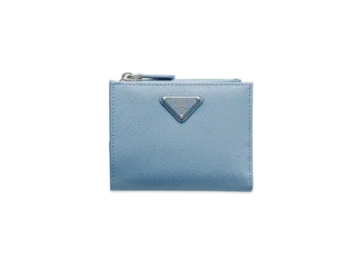 PRADA Small Saffiano Leather Wallet "Light Blue"